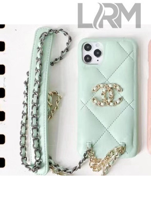 Chanel 19 Quilted Leather iPhone Case Green 2021 