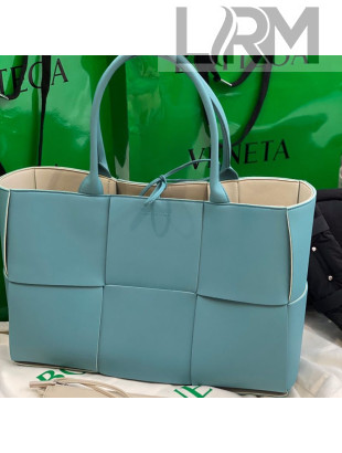 Bottega Veneta Arco Tote Bag in Maxi-Woven Lambskin Light Blue 2020 614486