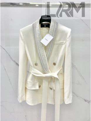 Balmain Studded Jacket White 2022 031250