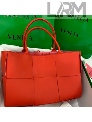 Bottega Veneta Arco Tote Bag in Maxi-Woven Lambskin Red 2020 614486