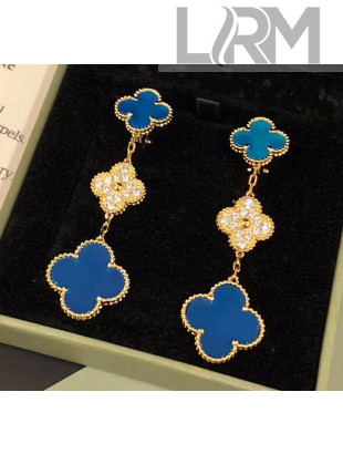 Van Cleef & Arpels Three Clovers Earrings With Crystal 2061216 Blue 2020
