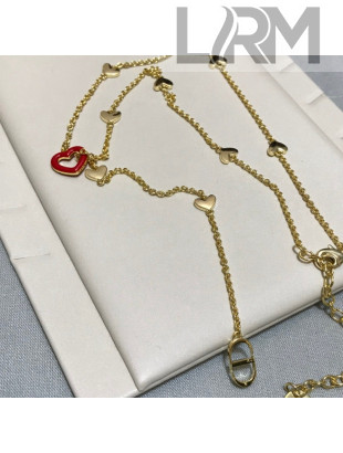 Dior Dioramour Y Necklace Gold/Red 2021 082412
