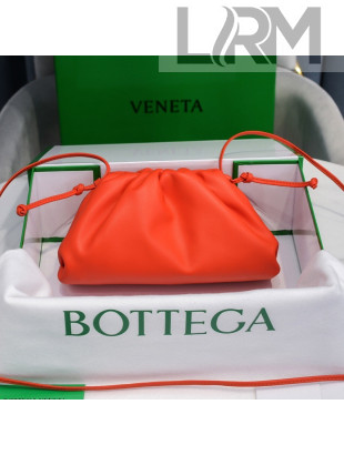 Bottega Veneta The Mini Pouch Soft Clutch Bag in Orange Red Calfskin 2020 585852