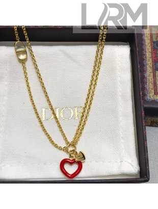 Dior Dioramour Long Necklace Gold/Red 2021 082414