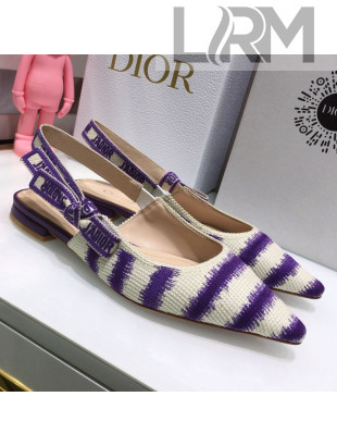 Dior J'Adior Slingback Ballerina Flat in Purple D-Stripes Embroidery 2021