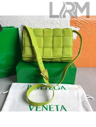 Bottega Veneta Padded Cassette Suede Medium Crossbody Messenger Bag Kiwi Green 2021