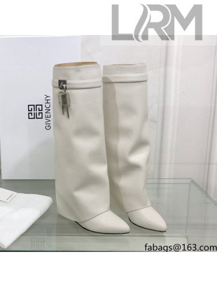 Givenchy Shark Lock Pant Boots in Smooth Box Calfskin Leather White 2021