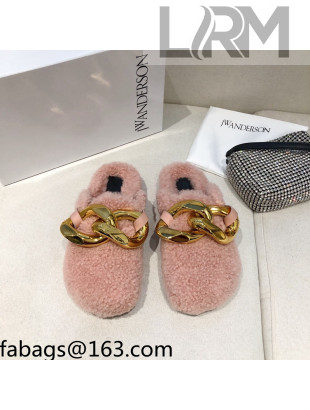 JW Anderson Shearling Chain Mules Pink 2021 1116108