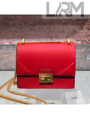 Fendi Kan U Small Calfskin Flap Bag Red/Gold 2019 
