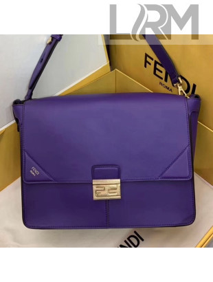 Fendi Kan U Large Matte Calfskin Embossed Corners Flap Bag Purple 2019 