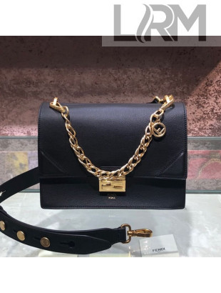 Fendi Kan U Medium Calfskin Flap Bag Black/Gold 2019 