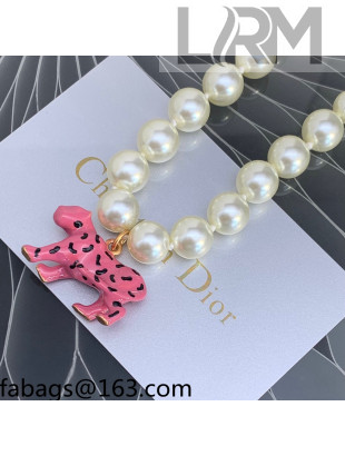 Dior D-Charms Pop Pearl Short Necklace White/Pink 2021 100813
