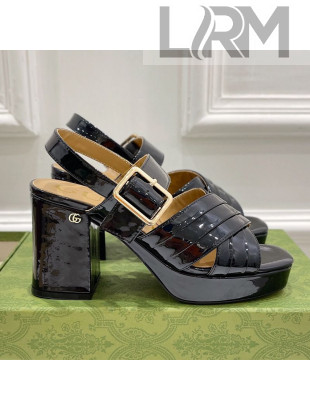 Gucci Patent Leather Platform Sandals 8.5cm Black 2021