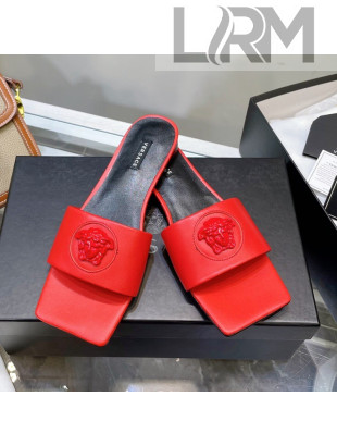 Versace Lambskin Flat Side Sandals Red 2022 032636
