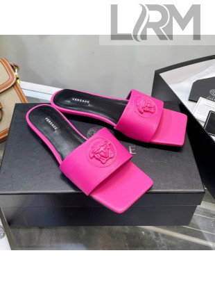 Versace Lambskin Flat Side Sandals Dark Pink 2022 032638