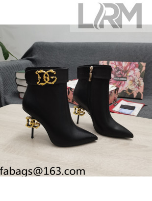 Dolce & Gabbana DG Calf Leather Ankle Short Boots 10.5cm Black 2021