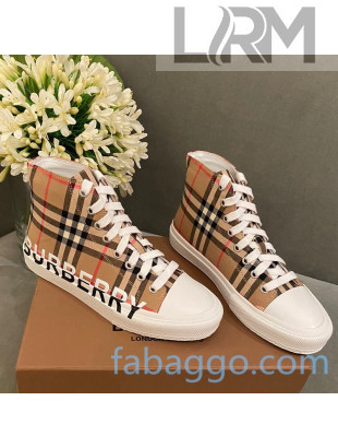 Burberry Classic Check High-Top Sneakers with Side Logo 2020