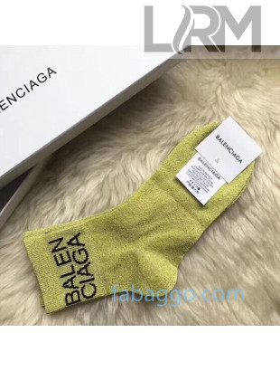 Balenciaga Logo Short Socks Yellow 02 2020