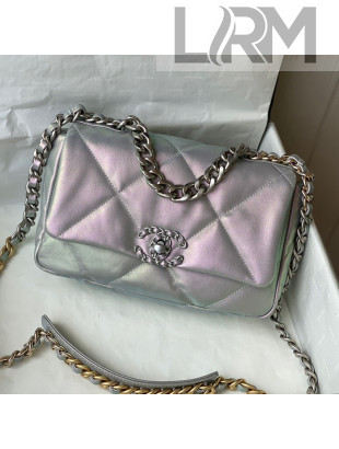Chanel 19 Iridescent Lambskin Small Flap Bag AS1160 Light Blue/Purple 2022