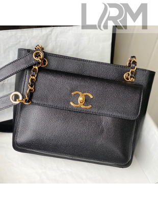 Chanel Grained Calfskin Tote Bag Long Strap AS6706 Black 2022 