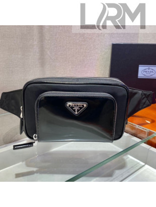 Prada Re-Nylon and Brushed Leather Belt Bag 2VL977 Black 2021