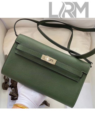 Hermes Kelly Long To Go Wallet in Original Epsom Leather Deep Green/Silver 2020
