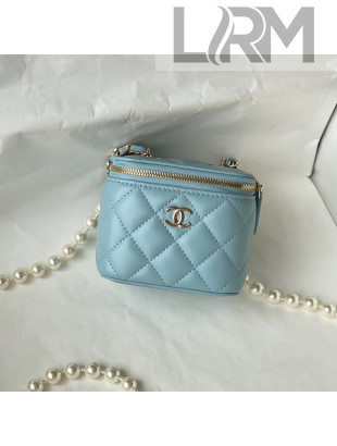 Chanel Lambskin Small Vanity with Pearl AS2581 Blue 2022