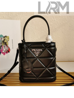 Prada Spectrum Quilted Leather Bucket Bag 1BA319 Black 2021