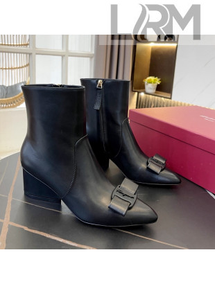 Salvatore Ferragamo Viva Calfskin Bow Boots 5.5cm All Black 2021