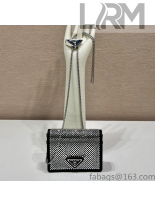 Prada Card Holder with Shoulder Strap and Crystals 1MR024 2022