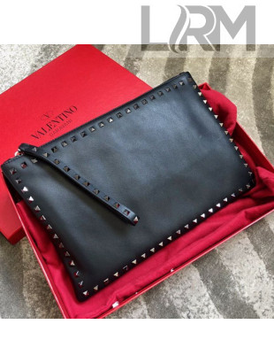 Valentino Rockstud Leather Pouch 1092 All Black 2021