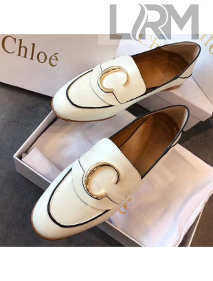Chloe Calfskin C Flat Loafers White 2019
