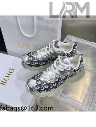 Dior Vibe Sneakers in Oblique Mesh and Silver-Tone Leather 2021 