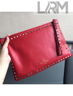 Valentino Rockstud Leather Pouch 1092 Red 2021