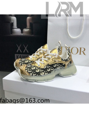 Dior Vibe Sneakers in Oblique Mesh and Gold-Tone Leather 2021 