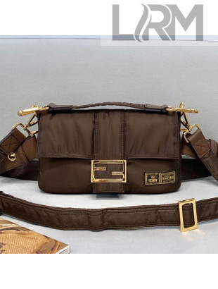 Fendi Men's Baguette Porter Nylon Medium Shoulder Bag/Belt Bag Coffee Brown 2021