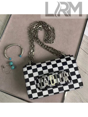 Dior Mini J'adior Flap Bag In Black/White Calfskin 2018