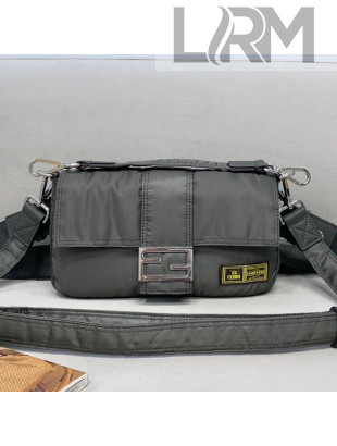 Fendi Men's Baguette Porter Nylon Medium Shoulder Bag/Belt Bag Grey 2021