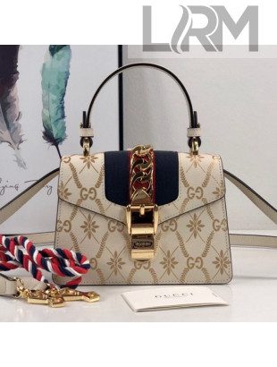 Gucci Sylvie Flower GG Leather Mini Bag 470270 White 2020