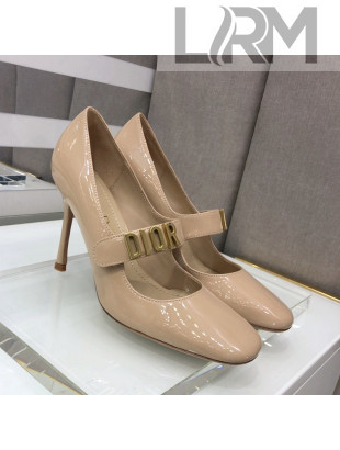 Dior Baby-D Patent Leather Mary Janes Pumps 10cm Nude 2021 