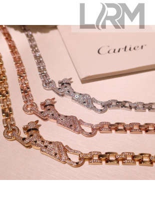 Cartier Leopard Crystal Necklace Silver/Gold/Green 2021 082564