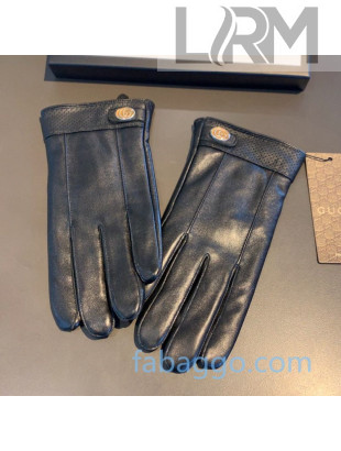 Gucci Men's GG Performated Lambskin and Cashmere Gloves 20 Black 2020