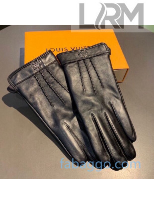 Louis Vuitton Striped Lambskin and Cashmere Gloves 22 Black 2020
