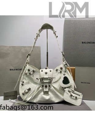 Balenciaga Le Cagole Lambskin Medium Shoulder Bag White/Aged Silver 2021