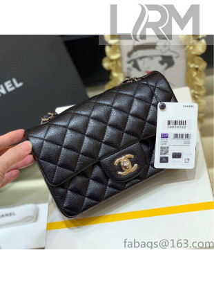 Chanel Grained Calfskin Mini Classic Flap Bag Black/Silver A01116 Original Quality 2022