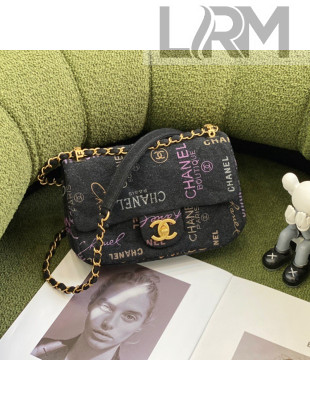Chanel Printed Denim Small Flap Bag AS3134 Black/Multicolor 2022 