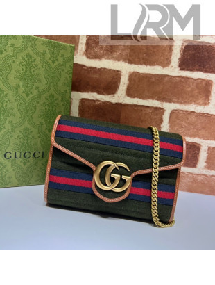 Gucci GG Marmont Wool Fabric Chain Mini Bag 474575 Dark Green 2022