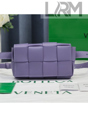 Bottega Veneta The Belt Cassette Bag in Maxi-Woven Lambskin Purple 2021 05