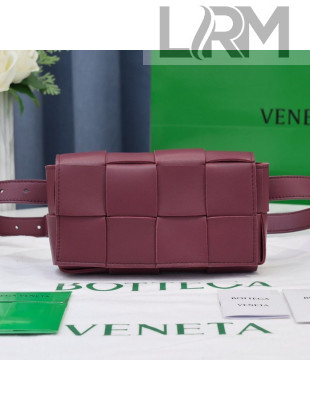Bottega Veneta The Belt Cassette Bag in Maxi-Woven Lambskin Burgundy 2021 07