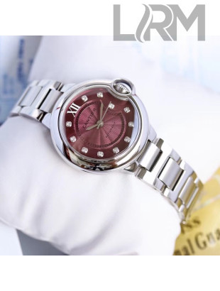Cartier Classic Mechanical Watch Burgundy 33MM 07 2019 